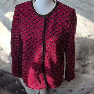 Talbots Red and Black Knit Blazer